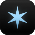 a blue star on a black background